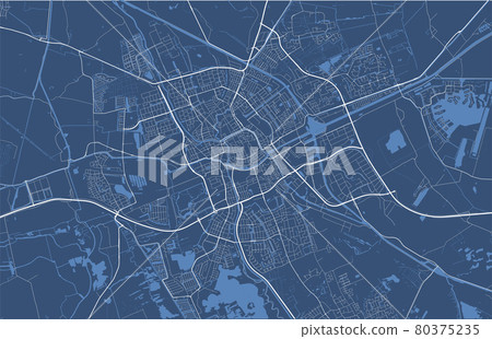 Detailed map of Groningen city, linear print map. Cityscape panorama. Detailed map of Groningen city, linear print map. Cityscape panorama. 80375235