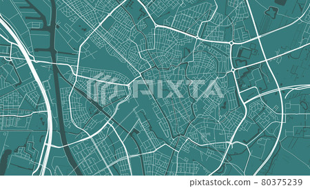 Green Utrecht City area vector background map, streets and water cartography illustration. 80375239