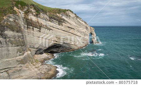 Big cliff leading into the ocean, shot at Cape Farewell, New Zealand Big cliff leading into the ocean, shot at Cape Farewell, New Zealand 80375718