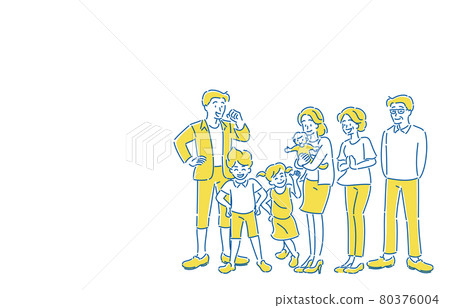 明亮的家庭，父母，兄弟姐妹，祖父母 80376004