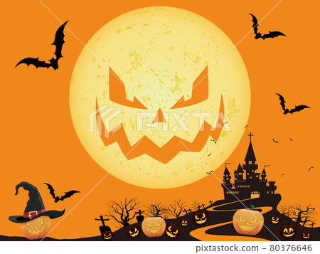萬聖節滿月在夜間閃耀 萬聖節滿月在夜間閃耀 80376646