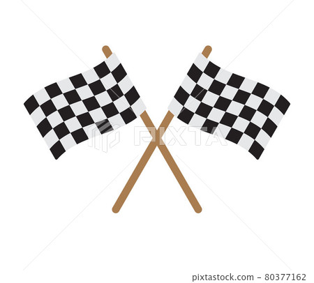 Vector flat cartoon finish race crossed flag Vector flat cartoon finish race crossed flag 80377162