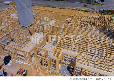 Wood building frame structure on a new development 80378264