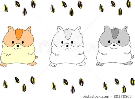 3 hamsters and sunflower seeds 80378563