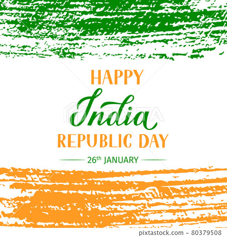 India Republic Day grunge vector illustration. Indian holiday celebration typography poster. Easy to edit template for greeting card, flyer, banner, t-shirt, etc. 80379508