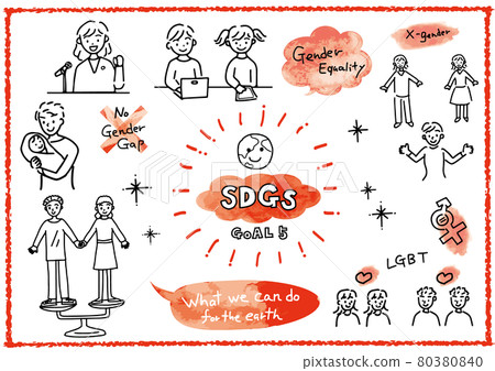 SDGs 目標 5 性別平等圖像的插圖集 SDGs 目標 5 性別平等圖像的插圖集 80380840