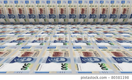 Inflation. Mexican peso banknotes or bills, MXN currency cash in Mexico. Stack of money printing machine. Paper in central bank. Economic, finance. Laundering.Rich exchange. 3d illustration Inflation. Mexican peso banknotes or bills, MXN currency cash in Mexico. Stack of money printing machine. Paper in central bank. Economic, finance. Laundering.Rich exchange. 3d illustration 80381198