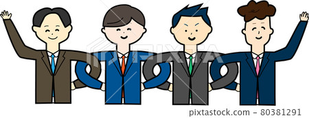 Image illustration of a young businessman with teamwork (outline) Image illustration of a young businessman with teamwork (outline) 80381291