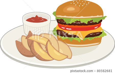 Double cheese hamburger potato set 80382681
