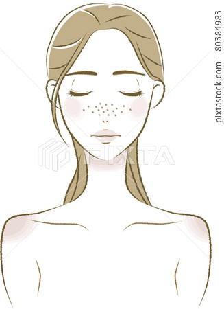 Hand-painted female illustration freckles 80384983