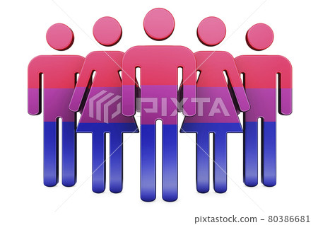 Stick figures with bisexual flag, 3D rendering 80386681