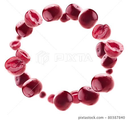 Lots of cherry in the shape of a frame. Isolated on a white background Lots of cherry in the shape of a frame. Isolated on a white background 80387840