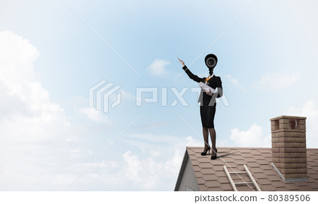 Concept of security and privacy protection with camera headed wo 80389506