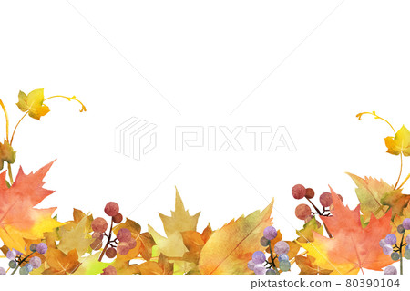 Autumn fallen leaves decoration watercolor illustration Autumn fallen leaves decoration watercolor illustration 80390104