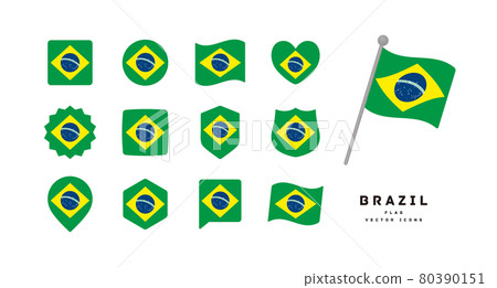 Brazilian flag icon set vector illustration of various shapes Brazilian flag icon set vector illustration of various shapes 80390151