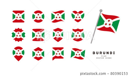 Burundi flag various shapes icon set vector illustration 80390153