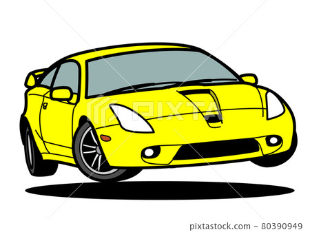 國產跑車老款黃跳車插畫 80390949