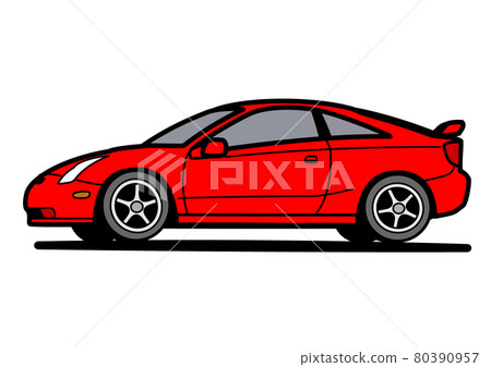 國產跑車老款紅車插畫 國產跑車老款紅車插畫 80390957