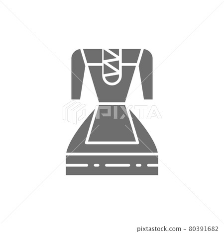 German traditional national clothing, women costume grey icon. 80391682