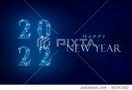 Happy New Year 2022 design with polygon mesh. 80391802