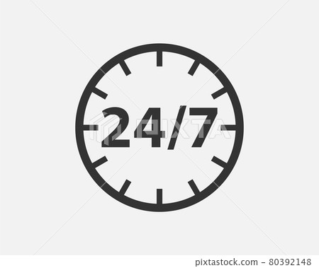 24 Hours a day service icon symbol vector 24 Hours a day service icon symbol vector 80392148