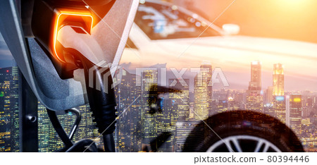 EV charging station for electric car in concept of green energy and eco power 80394446