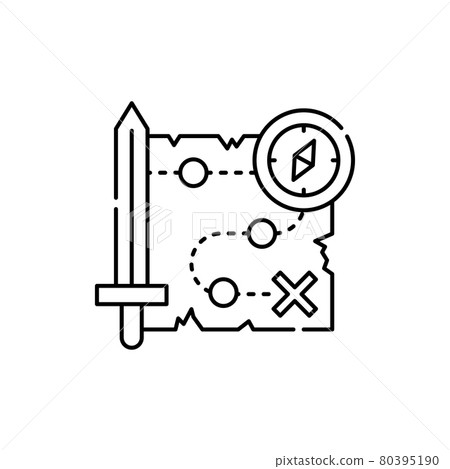 Adventure game olor line icon. Computer games genres. Pictogram for web page, mobile app, promo. 80395190