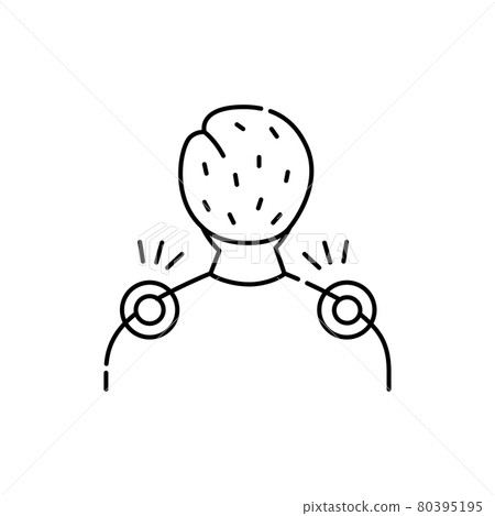 Pain in the neck and shoulders olor line icon. Computer-induced medical problem. Pictogram for web page, mobile app, promo. 80395195