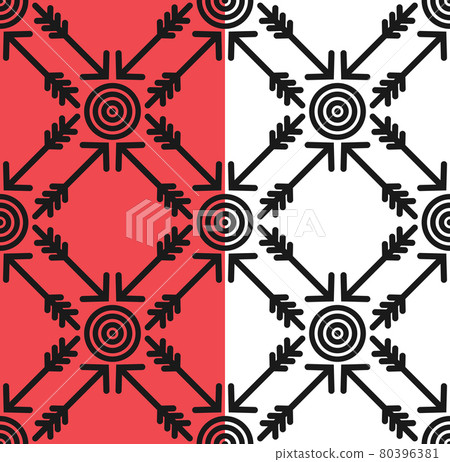 Target arrows, square grid seamless pattern. Black lines, icon flat style. Goal progress, business concept. Red, White easy editable background. Vector Target arrows, square grid seamless pattern. Black lines, icon flat style. Goal progress, business concept. Red, White easy editable background. Vector 80396381