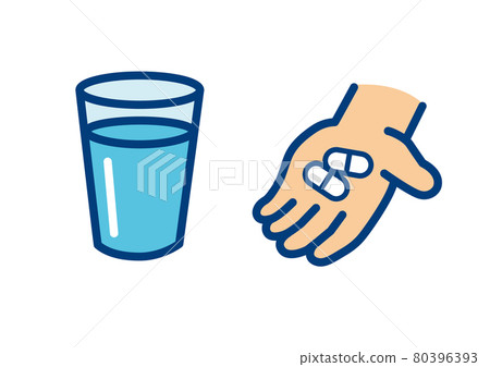 Medicine and water on the palm Medicine and water on the palm 80396393