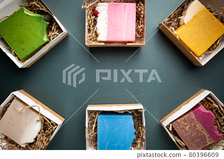 Pieces of natural homemade soap 80396609