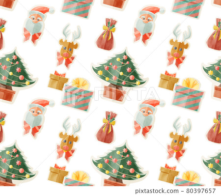 Christmas motif continuous background pattern hand drawn watercolor style illustration Christmas motif continuous background pattern hand drawn watercolor style illustration 80397657