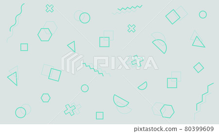 Green geometric shapes pattern in retro, memphis 80s - 90s style. Vintage abstract background. Green geometric shapes pattern in retro, memphis 80s - 90s style. Vintage abstract background. 80399609