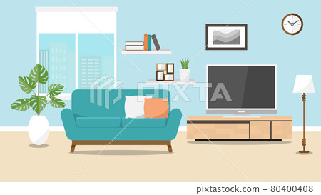 Interior set in the living room of an apartment 80400408