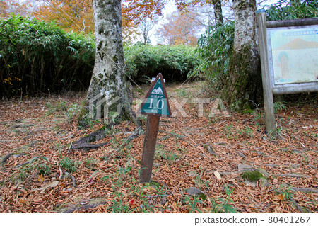 前往兵野山頂的山路一側的上台赫特前部附近的兵野山頂1公里處的標誌 80401267