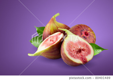Fresh figs fruit isolated on a purple background. 80401489