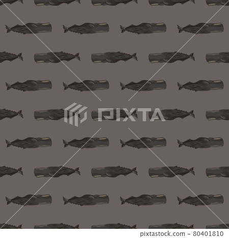 Seamless pattern cachalot on brown background. Template of cartoon character of ocean for fabric. 80401810