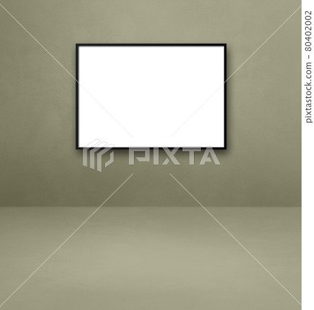 Black picture frame hanging on a grey wall - Stock Illustration ...