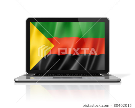 Azawad MNLA flag on laptop screen isolated on white. 3D illustration Azawad MNLA flag on laptop screen isolated on white. 3D illustration 80402015