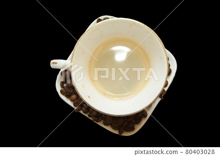 A cup of black, hot coffee close-up isolated on white 80403028