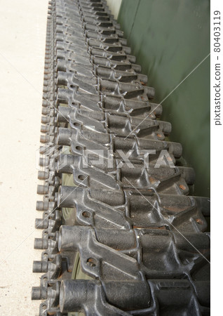 tracks of the modern Russian army tank close 80403119