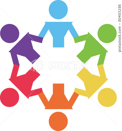 Illustration material Icon image of holding hands, helping each other, and joining forces 80403286