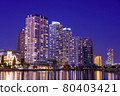 Evening view of the apartments and Katabira River in the Portside area of Yokohama 80403421