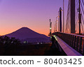 Samukawa Shonan Galactic Bridge and Mt. Fuji evening view 80403425