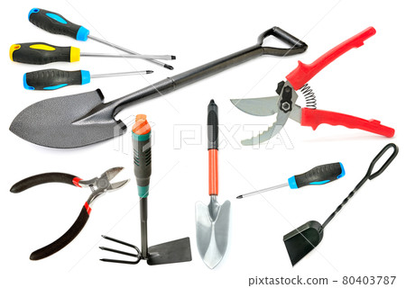 Set of tools for home use isolated on a white background. Collage. 80403787