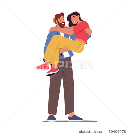 Loving Couple Romantic Relations. Man Holding... - Stock Illustration ...