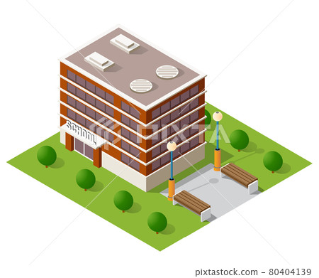 School isometric building study education - Stock Illustration ...