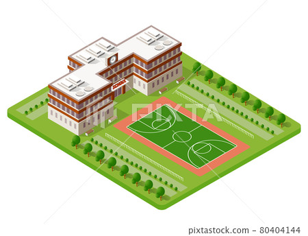 School isometric building study education 80404144