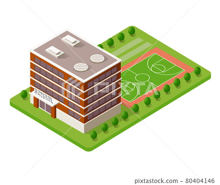 School isometric building study education 80404146