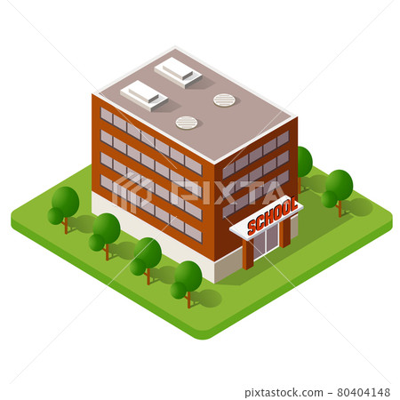 School isometric building study education - Stock Illustration ...
